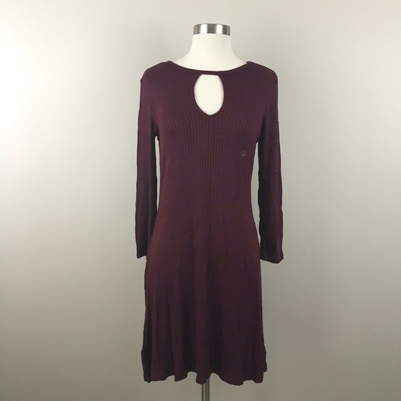 Soft & Sexy AEO Maroon Womens Small Knit Dress Long Sleeve NWT Keyhole Neck - Picture 1 of 5